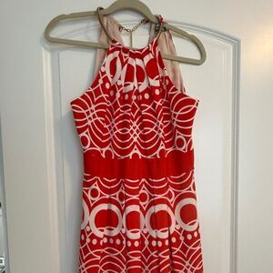 Eliza J red & white maxi dress